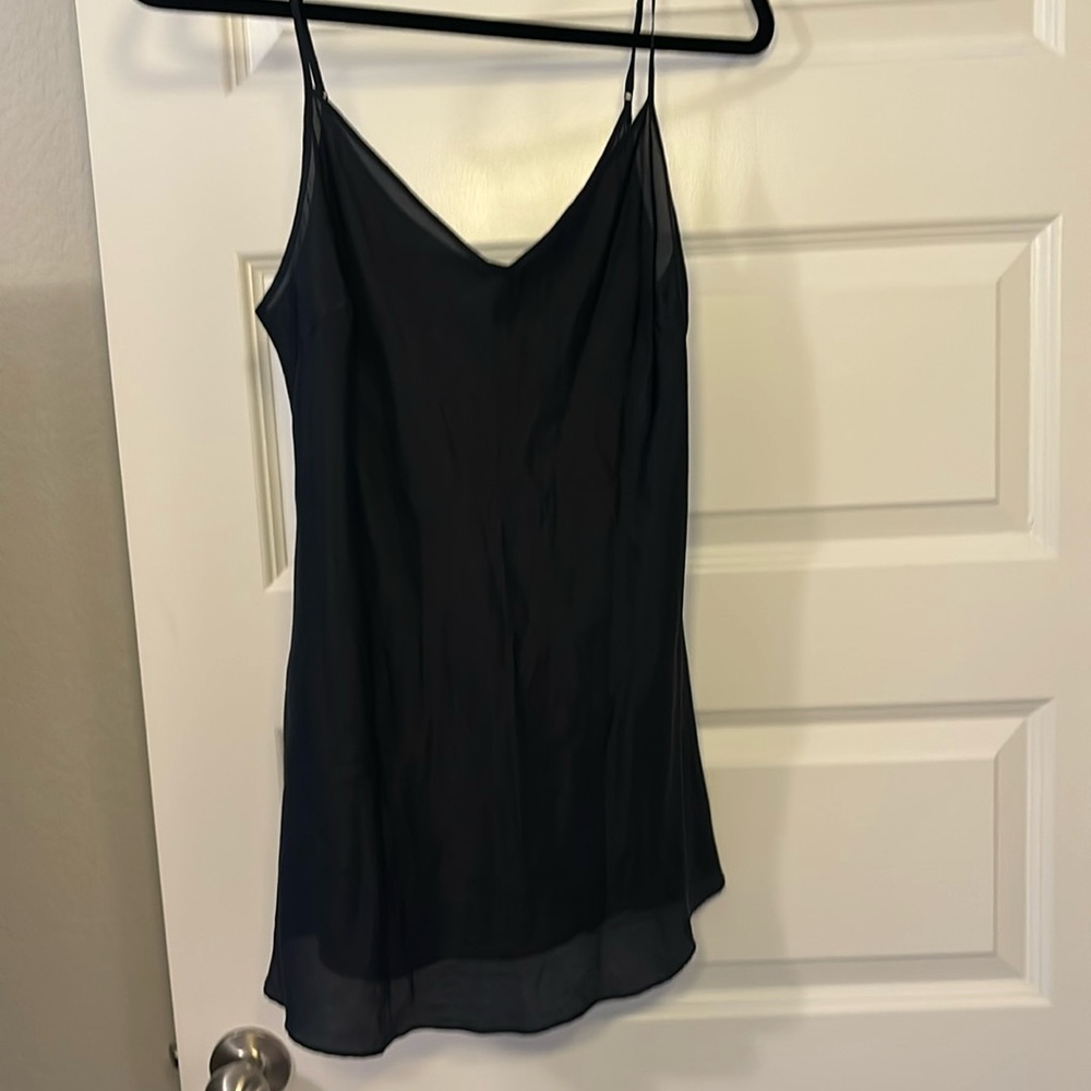 Beautiful People 100% Silk charmeuse cami black adjustable strap SZ L feminine